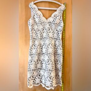 EUC Ivory Lace Double-V Ann Taylor Dress in Size 4-6 - Worn Once